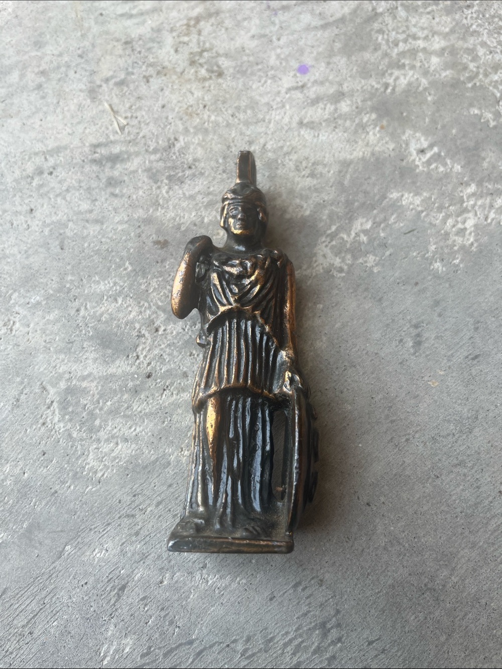 Vintage Miniature Greek Goddess Bronze-Tone Athena Statue -4” height